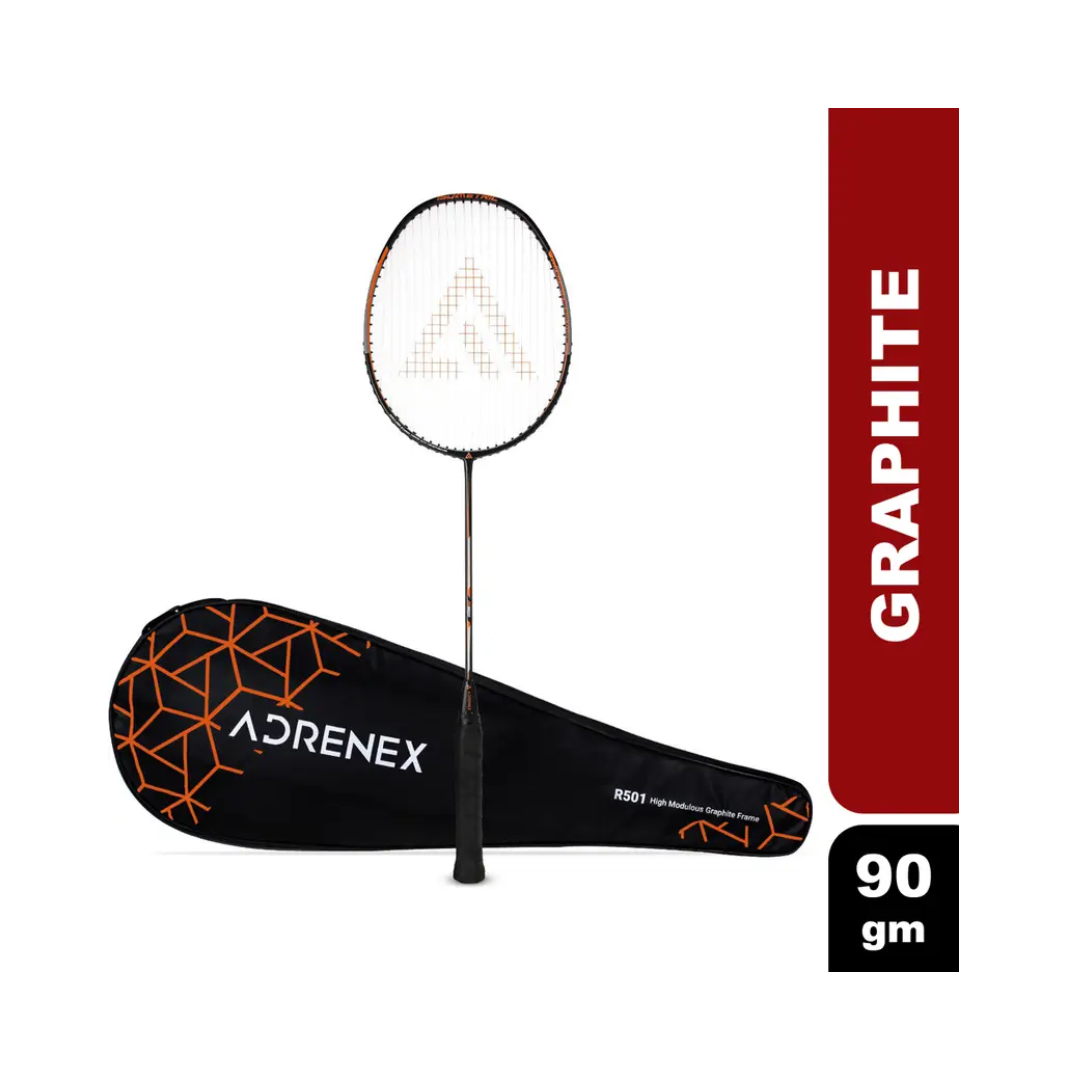 Adrenex by Flipkart R501 Full Graphite Badminton Racquet Black, Blue Strung  (Pack of: 1, 90 g)