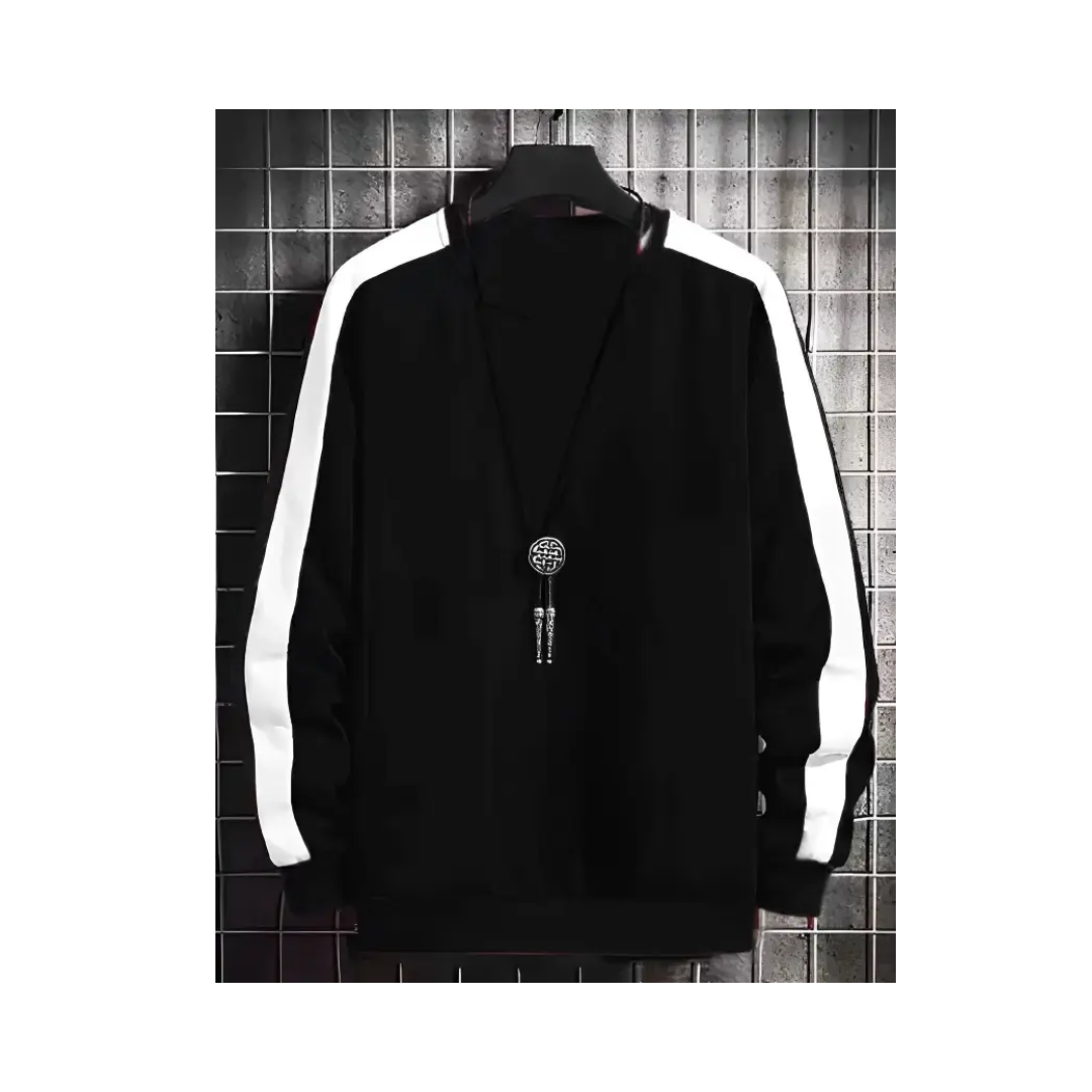 Men Solid Round Neck Cotton Blend Black T-Shirt